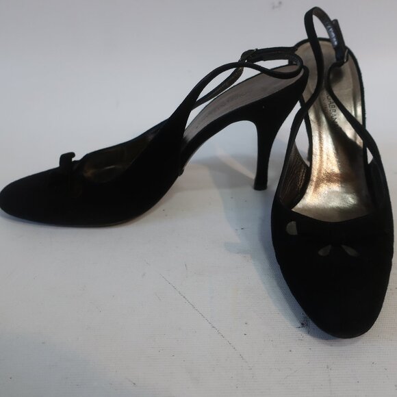 Authentic Womens Dolce & Gabbana Black Suede Slingback Heels Pumps 38.5 US/8.5 - Picture 2 of 15